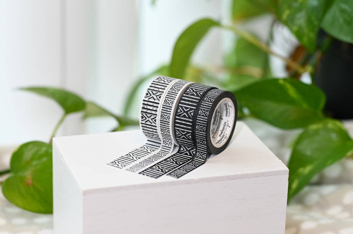 Melanin Meanings - Wholesale Washi Tape - Mudcloth African Textile Inspired Washi Tape Set6