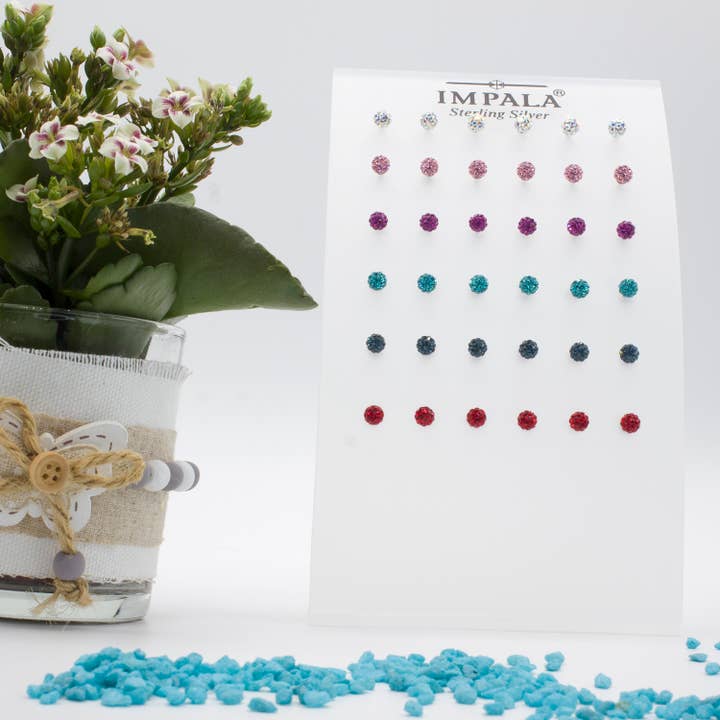 Impala - Wholesale Stud/Post Earrings - Bonnie 925 silver jet stud earrings1