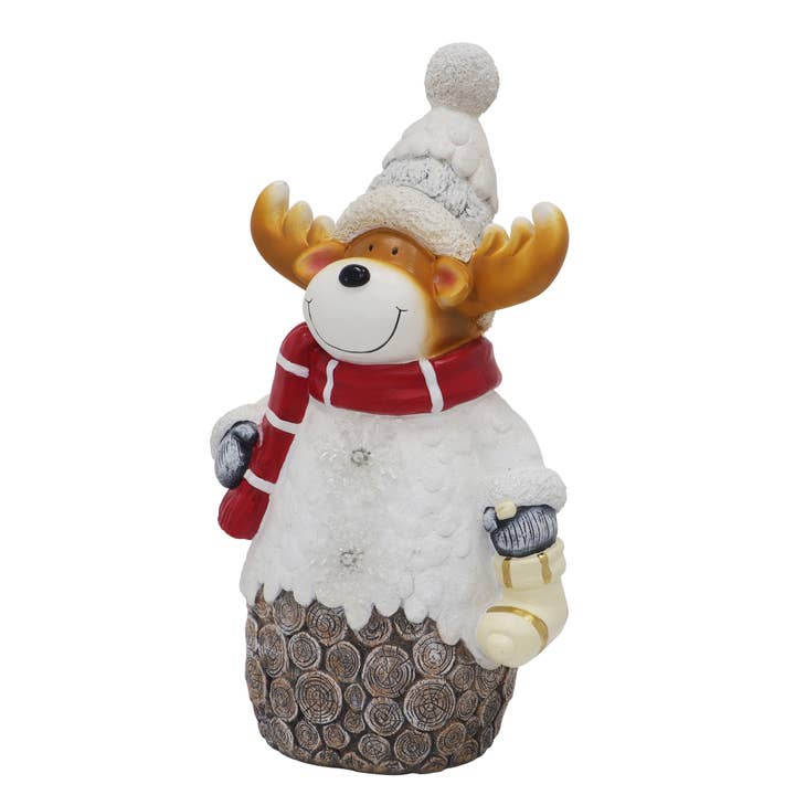 Abble - Wholesale Christmas Decoration - Abble Pre-Lit Resin Christmas Reindeer Sculture Decor