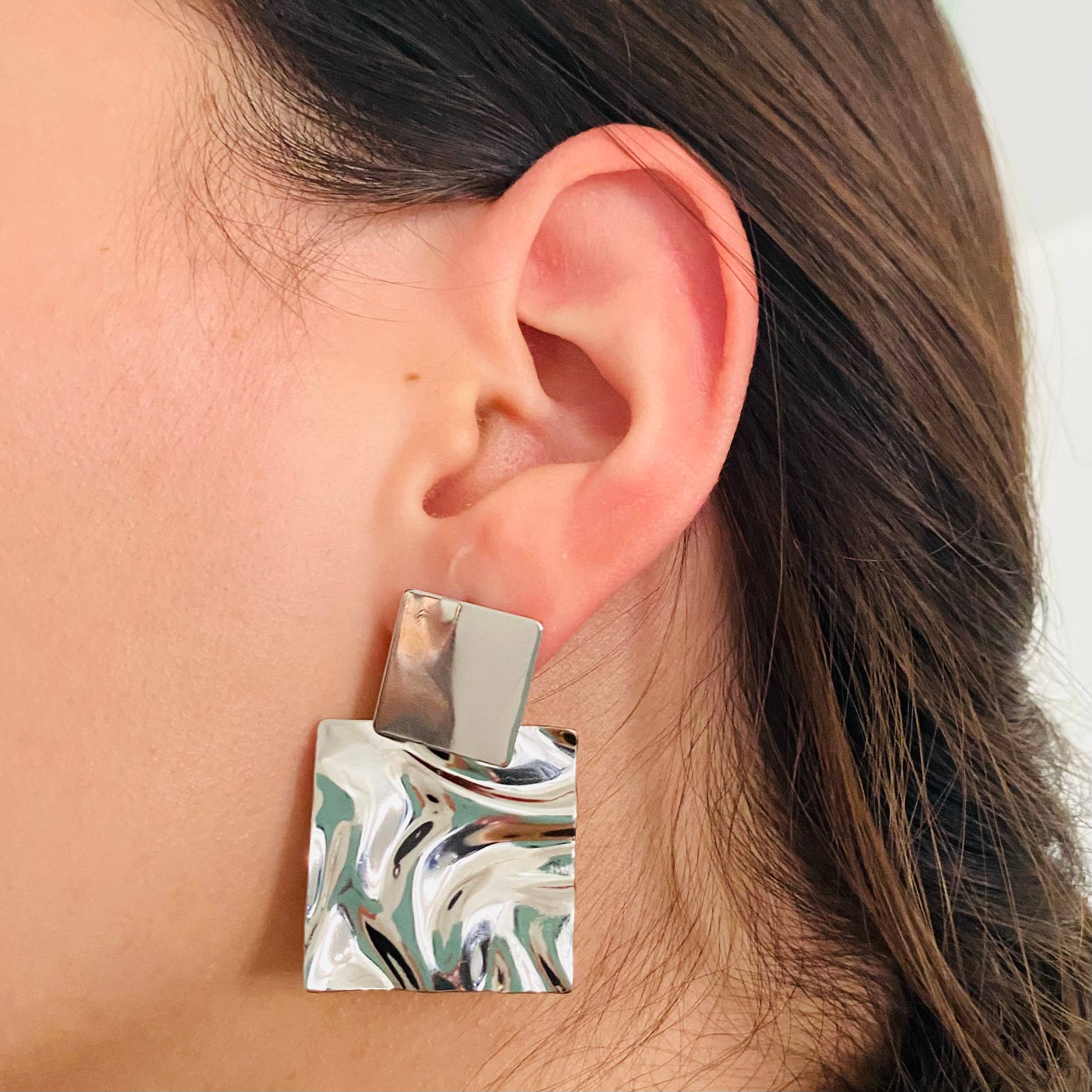 Housegoldjewelry - Vente Boucles d'oreilles pendantes - Boucles d'oreilles en or martelé, boucles d'oreilles martelées1