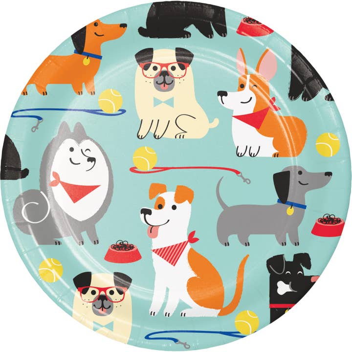 Dog Party 7" Dia. Paper Luncheon Plates, Case of 96 for wholesale by KT Supply