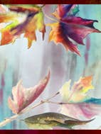 Sciarpa di seta colibrì - raso di seta - foglie autunnali - Holiday per la vendita all'ingrosso da parte di Silk Squirrel