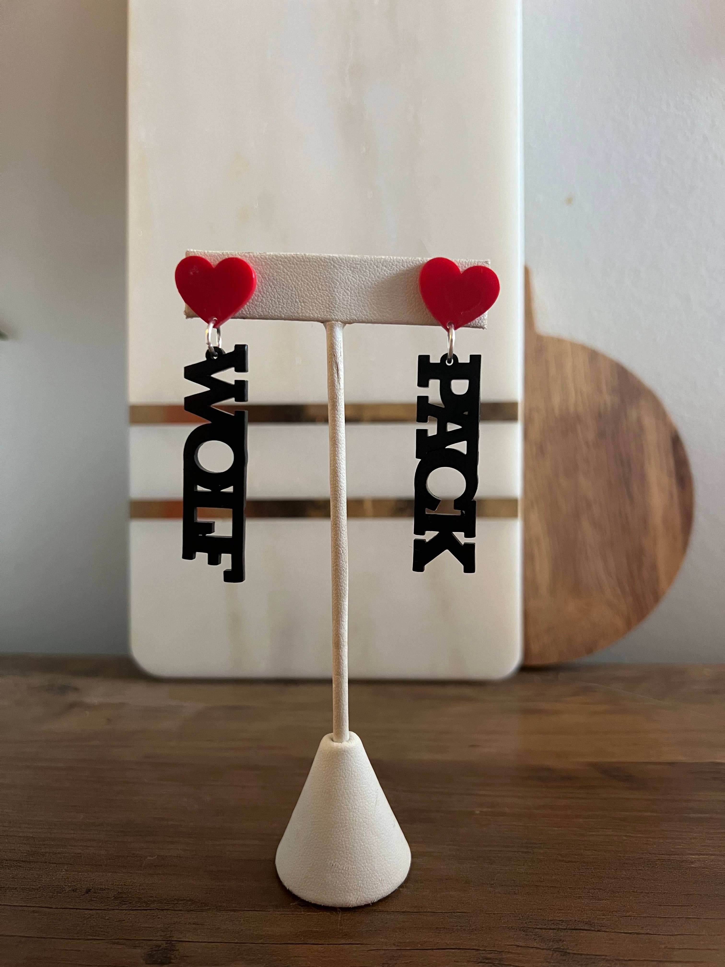 Elby Designs - Wholesale Dangle Earrings - NC State Wolf Pack Earrings, Game Day Team Earrings