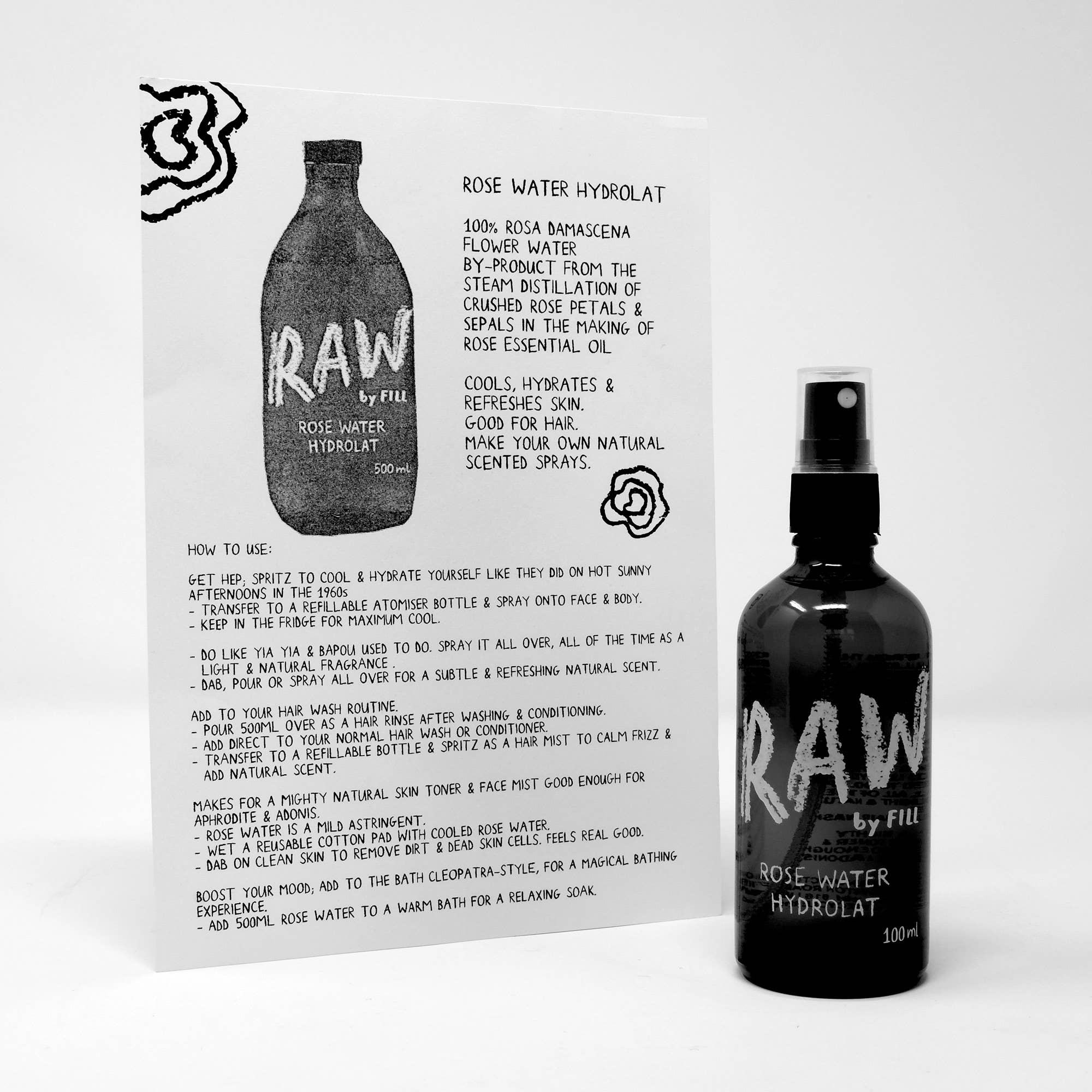 FILL REFILL CO – wholesale Atomiser bottle – Rose Water 100ml Blue Bottles1