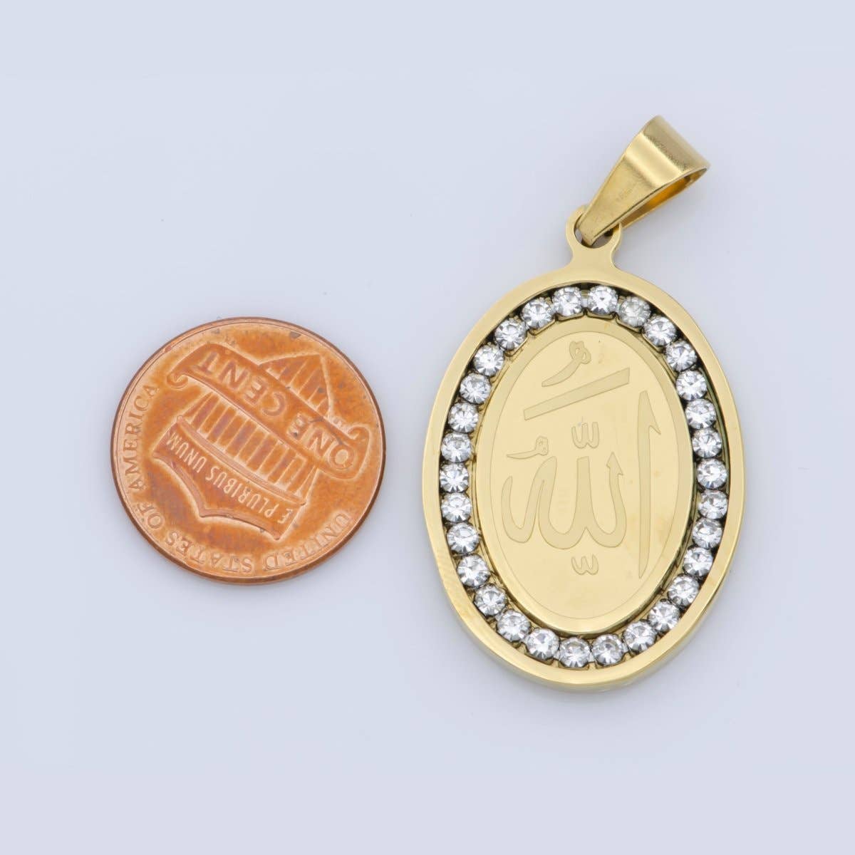 Aim Eternal - Wholesale Individual Charm/Pendant - Gold Filled Stainless Steel Allah Name, Moslem God Necklace Pendant Arabic Word Charm Bails Findings for Jewelry Making J-609 J-3292