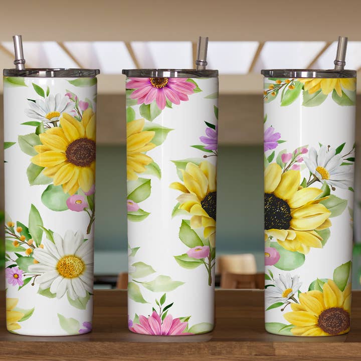 Gobelet isotherme Skinny en métal Floral-19 20 oz pour la vente par Triple D's Tumblers n More