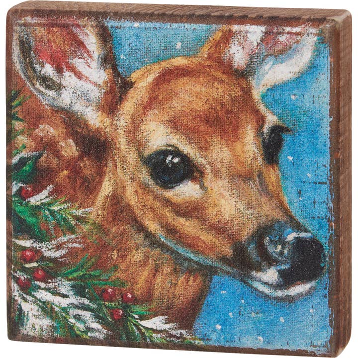 Woodland Deer Block Sign for wholesale by Primitives by Kathy