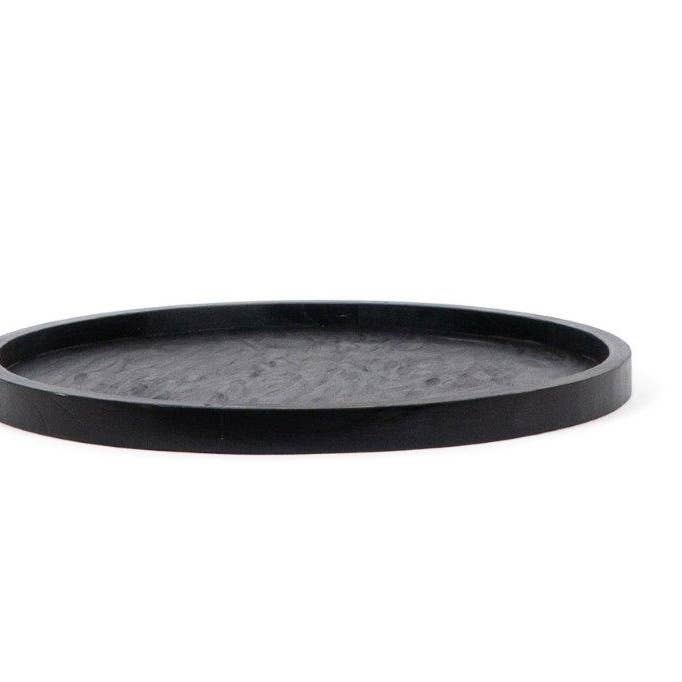 Adams & Co. - Wholesale Decorative Tray - 11806 - 15.5x15x1 wood round tray (TRAY) black