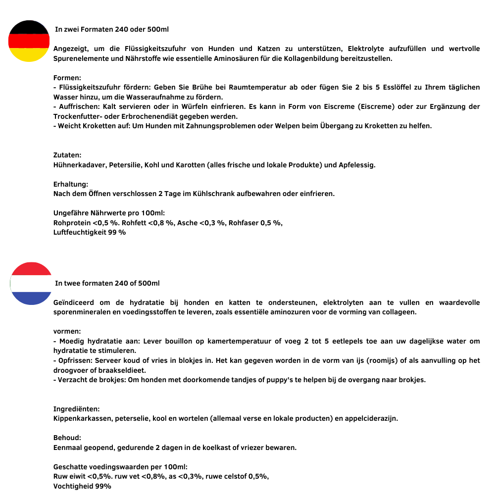 Waniyanpi – Großhandel Tiernahrung – Hund – Immunbrühe für Welpen und Kätzchen in 240 ml oder 500 ml2
