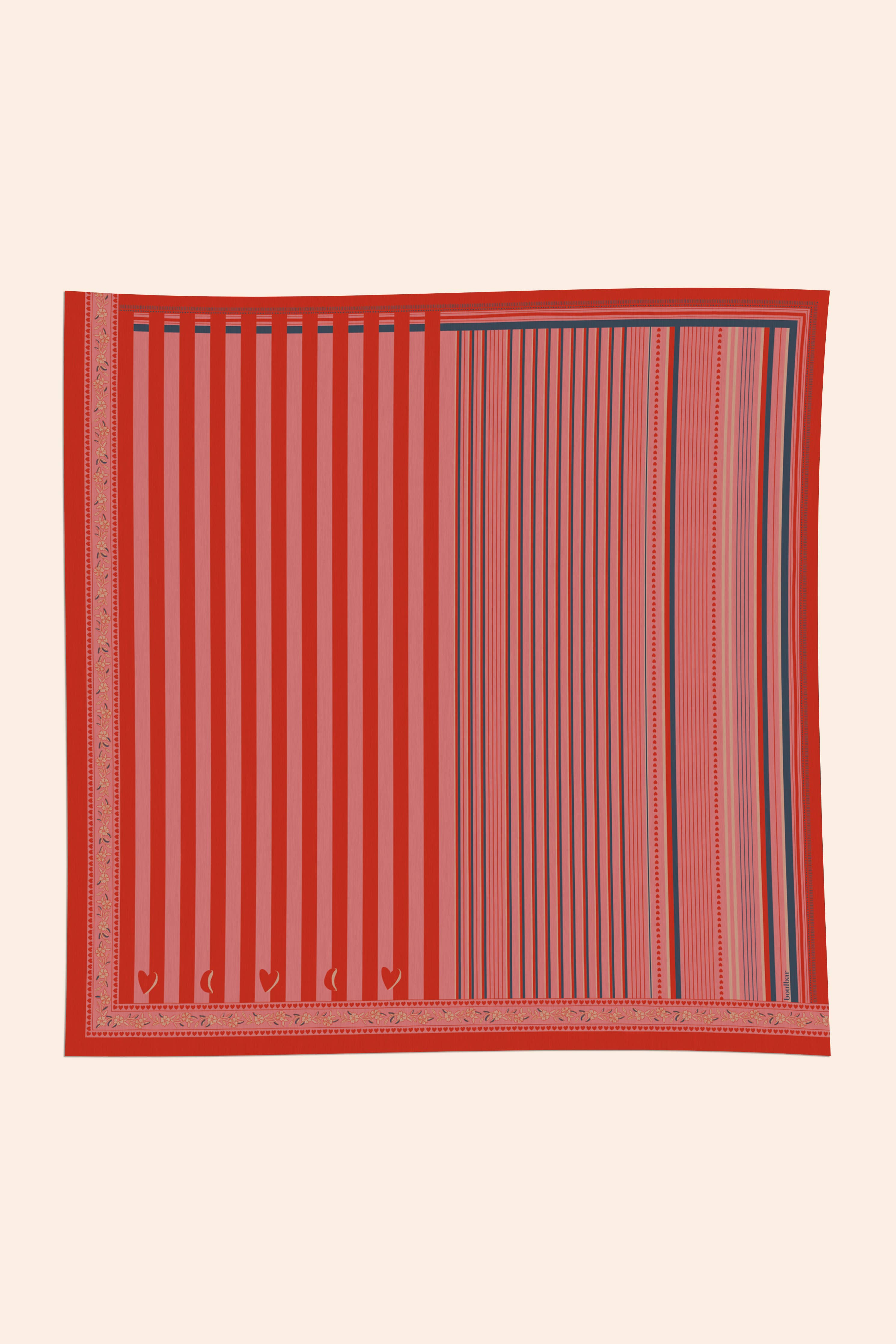 BOULBAR - Wholesale Head Scarf - Women's - Organic cotton scarf - Lines - Pink3