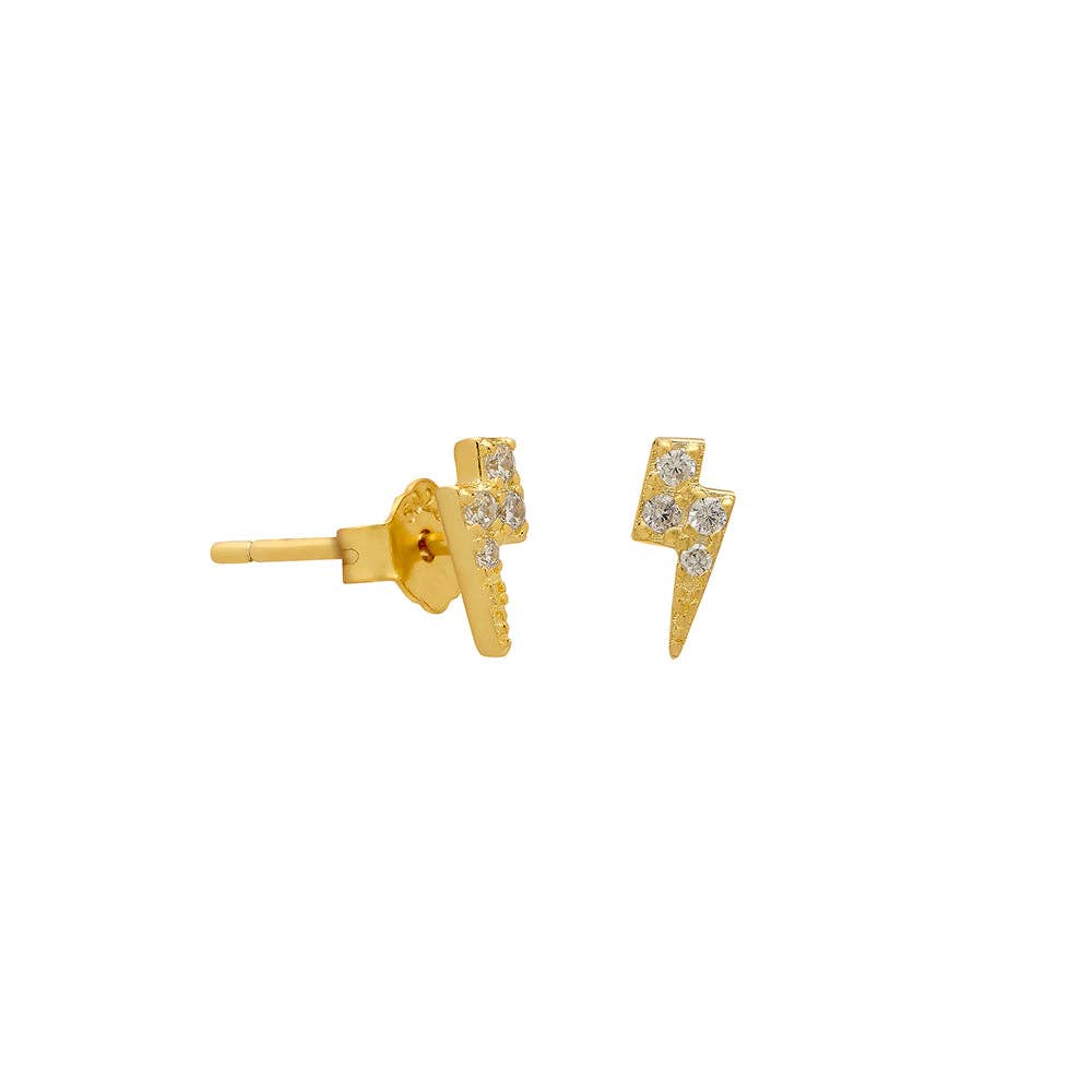 Little Nell Jewellery - Wholesale Stud/Post Earrings - Gold or Silver Micro Lightning Bolt Studs1