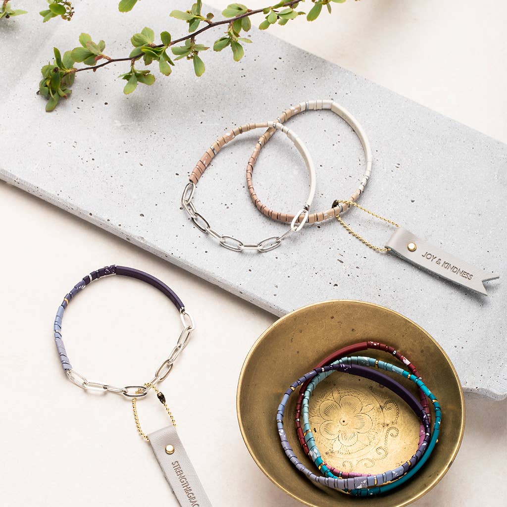 Scout Curated Wears - Wholesale Beaded Bracelet - Good Karma Ombre Bracelet - Strength & Grace Charcoal/Gold6