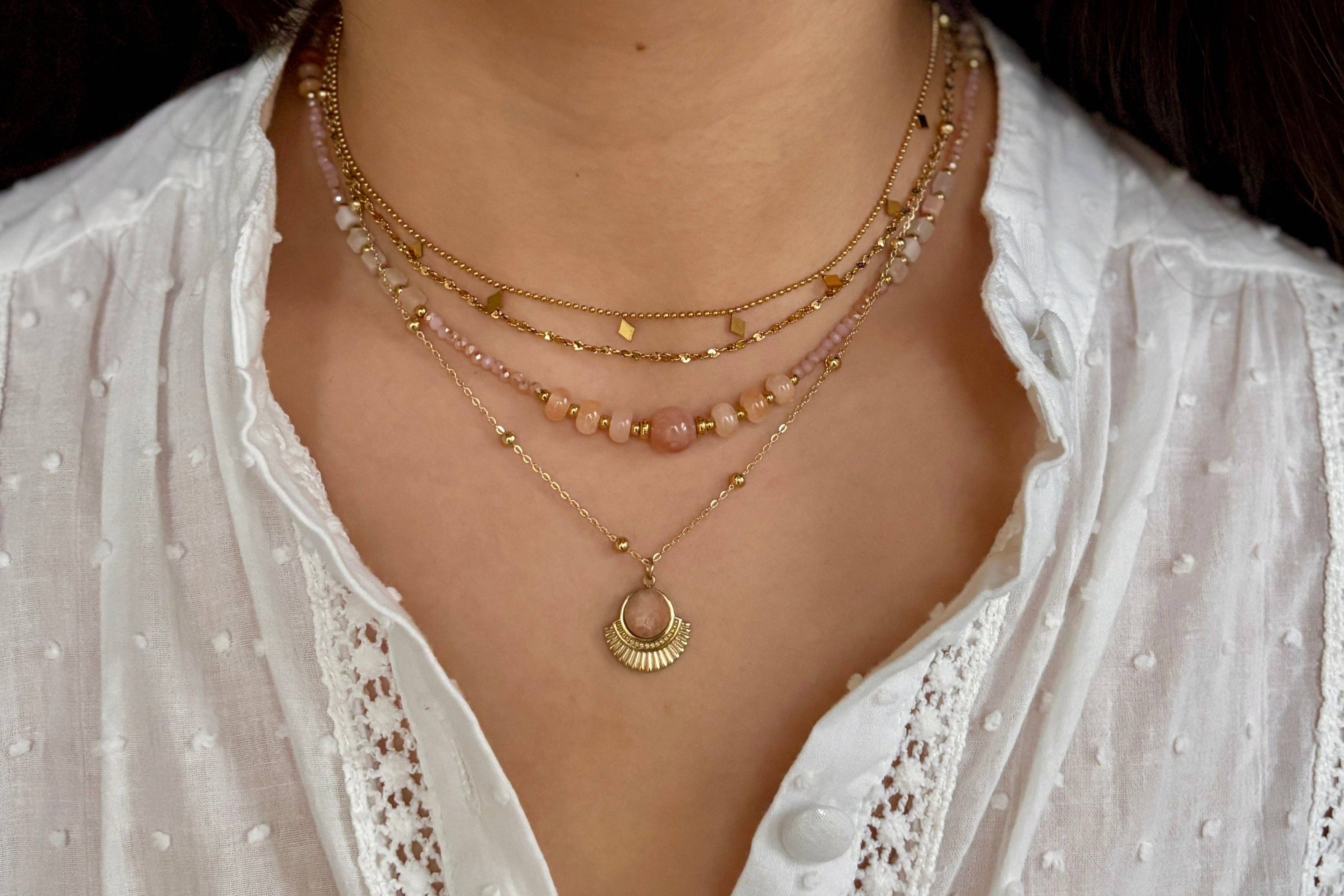 Ocean Ripples – wholesale Link & chain necklace – 18ct Gold Plated Double Chain Necklace  4