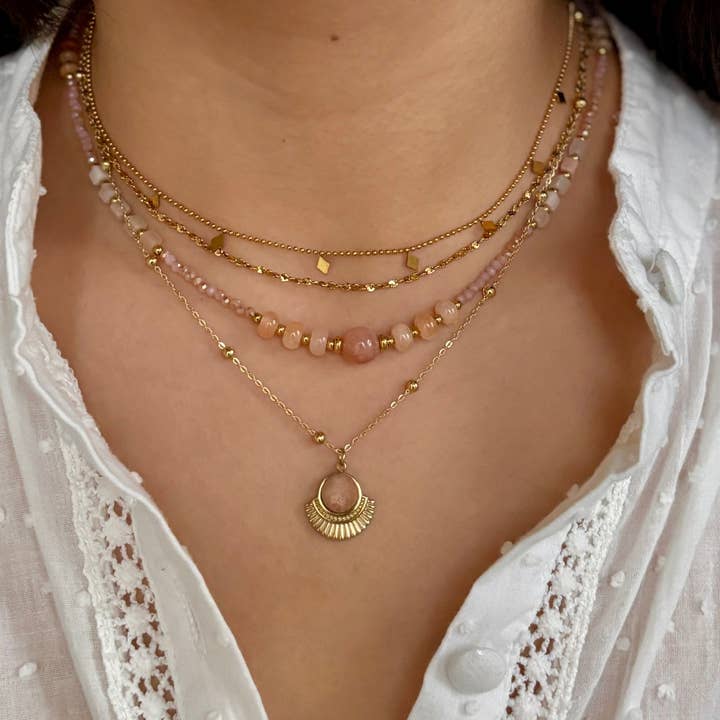 Ocean Ripples – wholesale Link & chain necklace – 18ct Gold Plated Double Chain Necklace 4