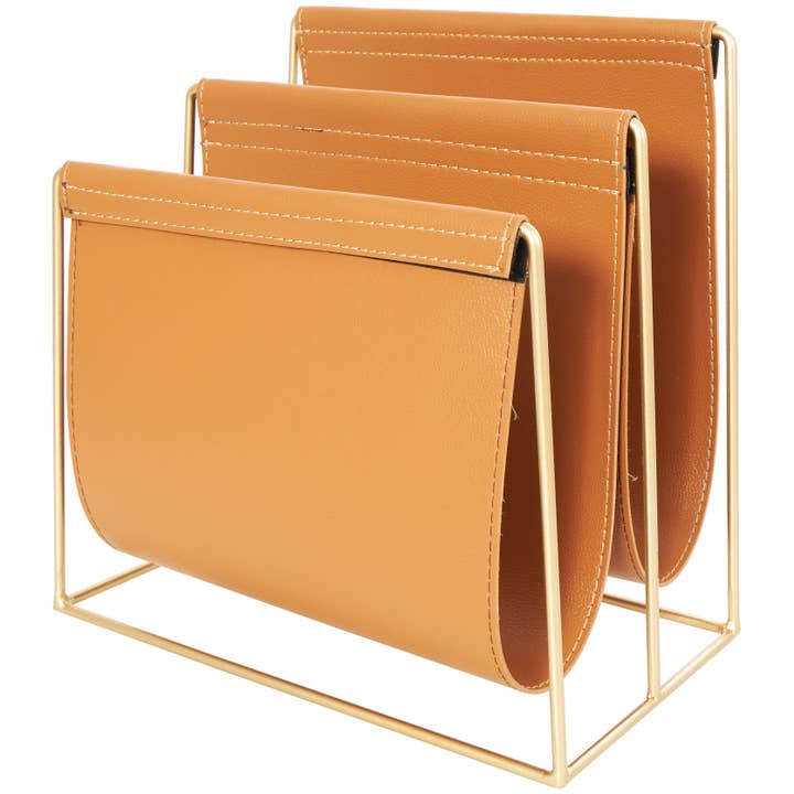 UMA Home Decor - Wholesale Magazine Rack - Modern Orange Leather Magazine Holder