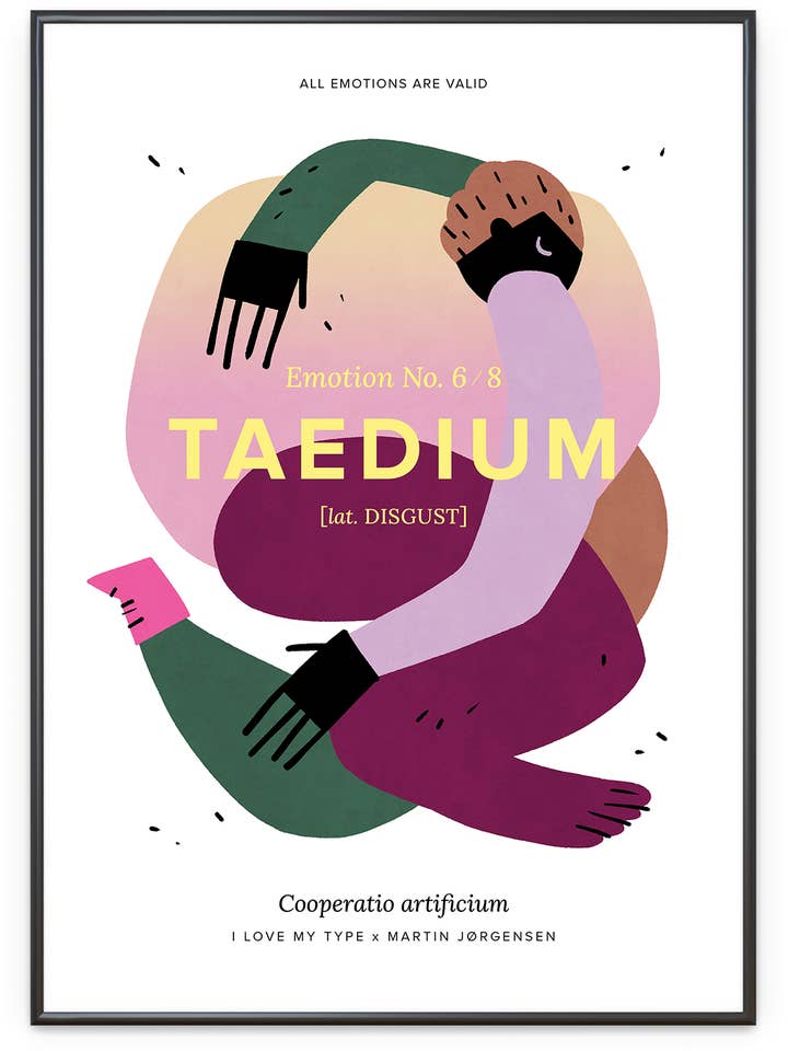 Taedium, blanc, impression artistique, différentes tailles pour la vente par I Love My Type