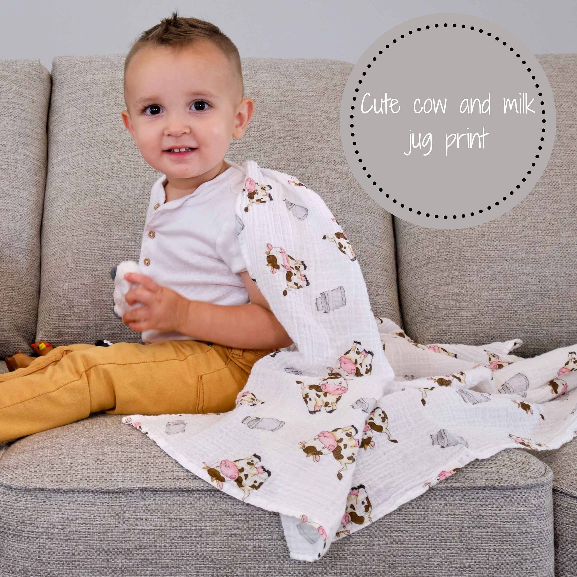 LollyBanks - Wholesale Swaddle - Baby - The Cow Goes MOO Baby Muslin Swaddle Blanket3