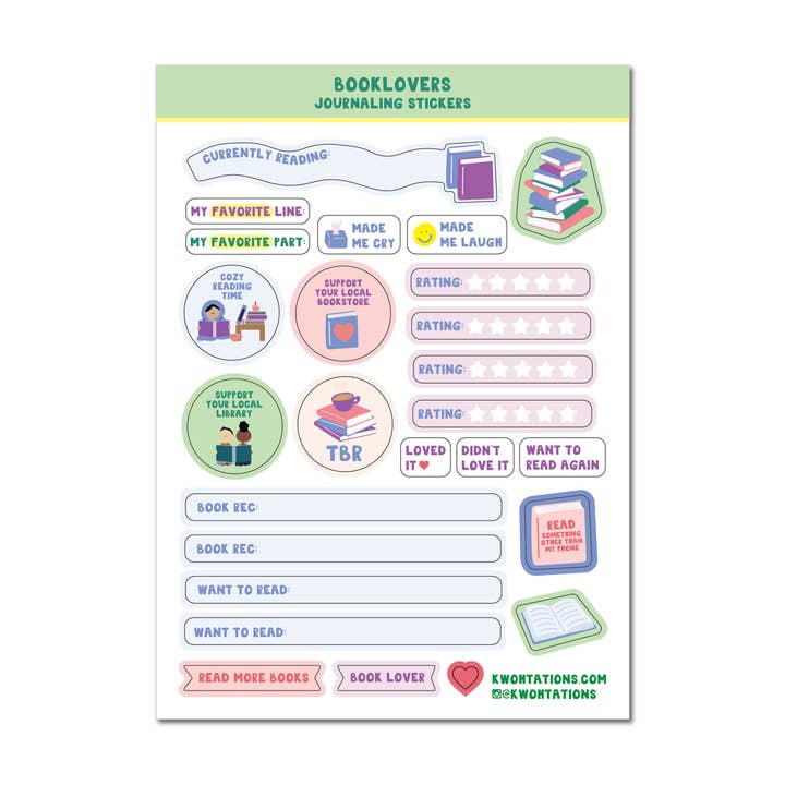 Amantes de Livros – Folha de Autocolantes para Planeador com Espaço para Escrever por atacado de Kwohtations