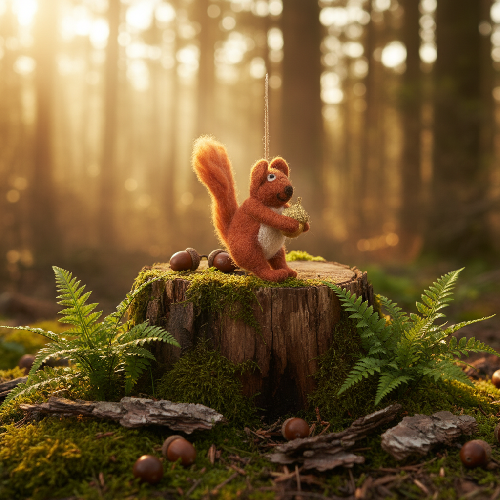 Felt So Good – Ornamento por atacado – Decoração de suspensão biodegradável de esquilo espesso vermelho de feltro artesanal6