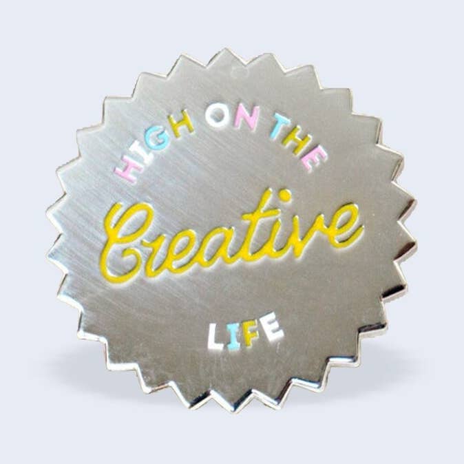 High on the creative life hard enamel pin, Pin for creatives for wholesale by Creative Goodie