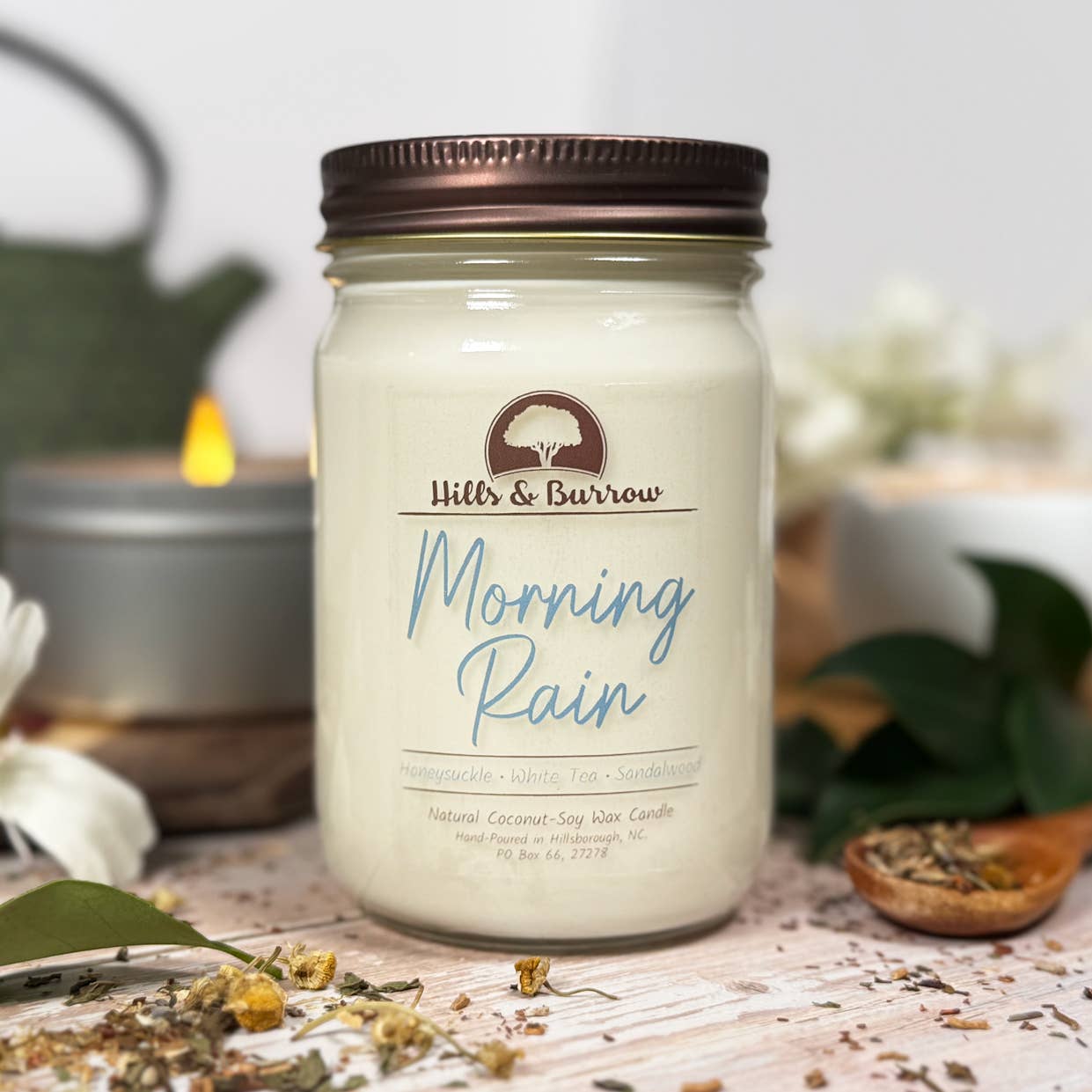 Hills & Burrow - Venta al por mayor Velas en tarros - Lluvia de la Mañana – Vela de Lluvia Fresca, Madreselva y Aire Limpio4