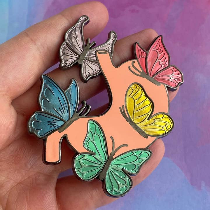 Butterflies in my Stomach MASSIVE Pin for wholesale by Rad Girl Creations