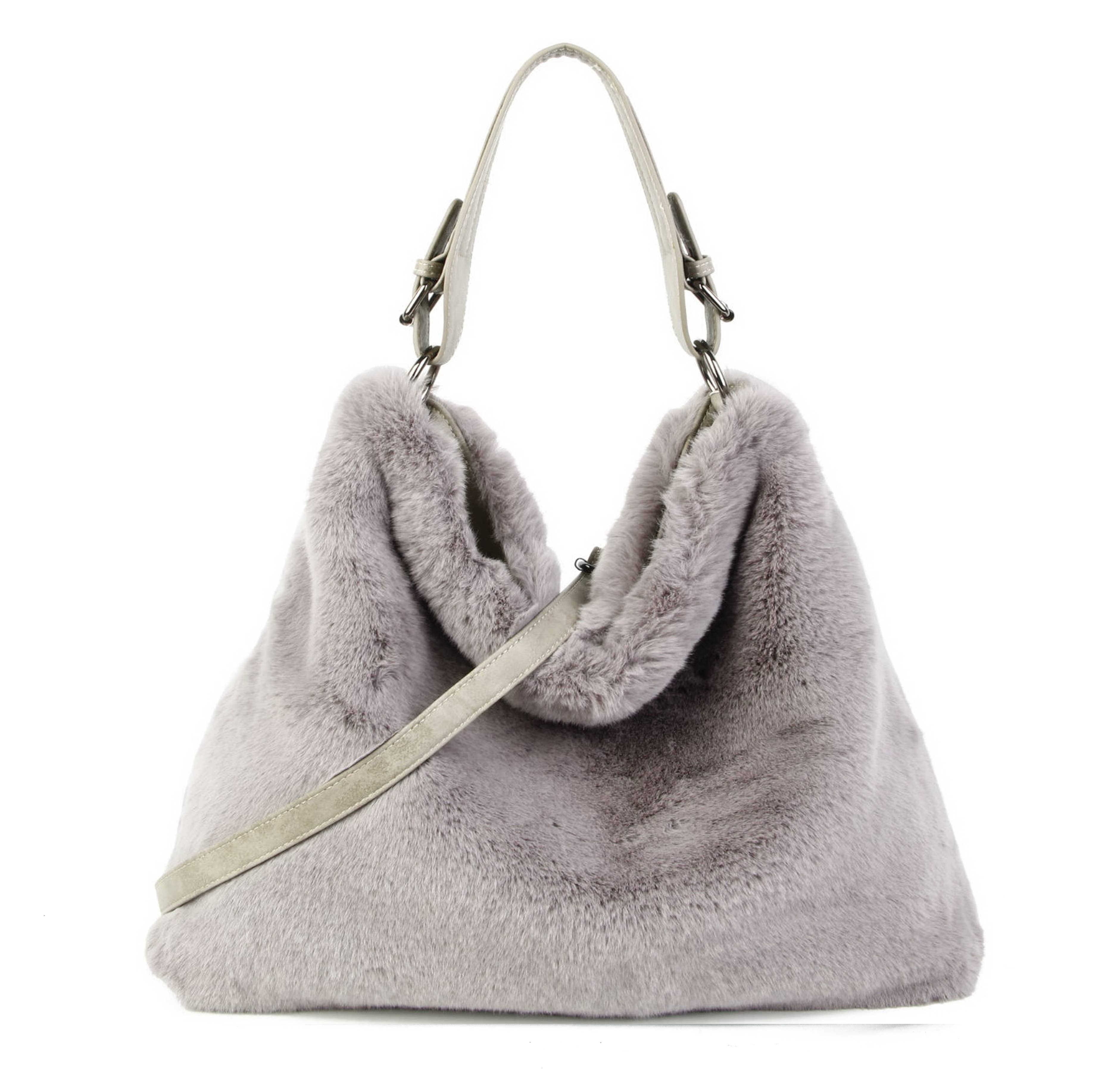 Papaya Fashion Ltd – wholesale Shoulder bag – women's – HF170433-Top handle faux fur handbag with top zip closure5
