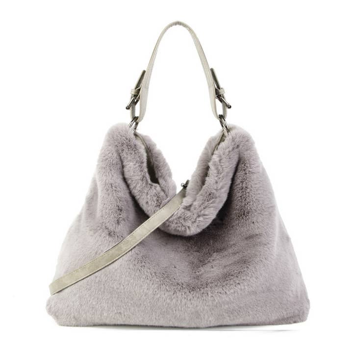 Papaya Fashion Ltd - Vente Sac porté épaule – femme - Sac à main en fausse fourrure avec poignée supérieure et fermeture éclair sur le dessus.5