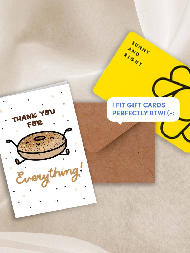 Thank You for Everything Mini Greeting Card for wholesale by Mew Doodles