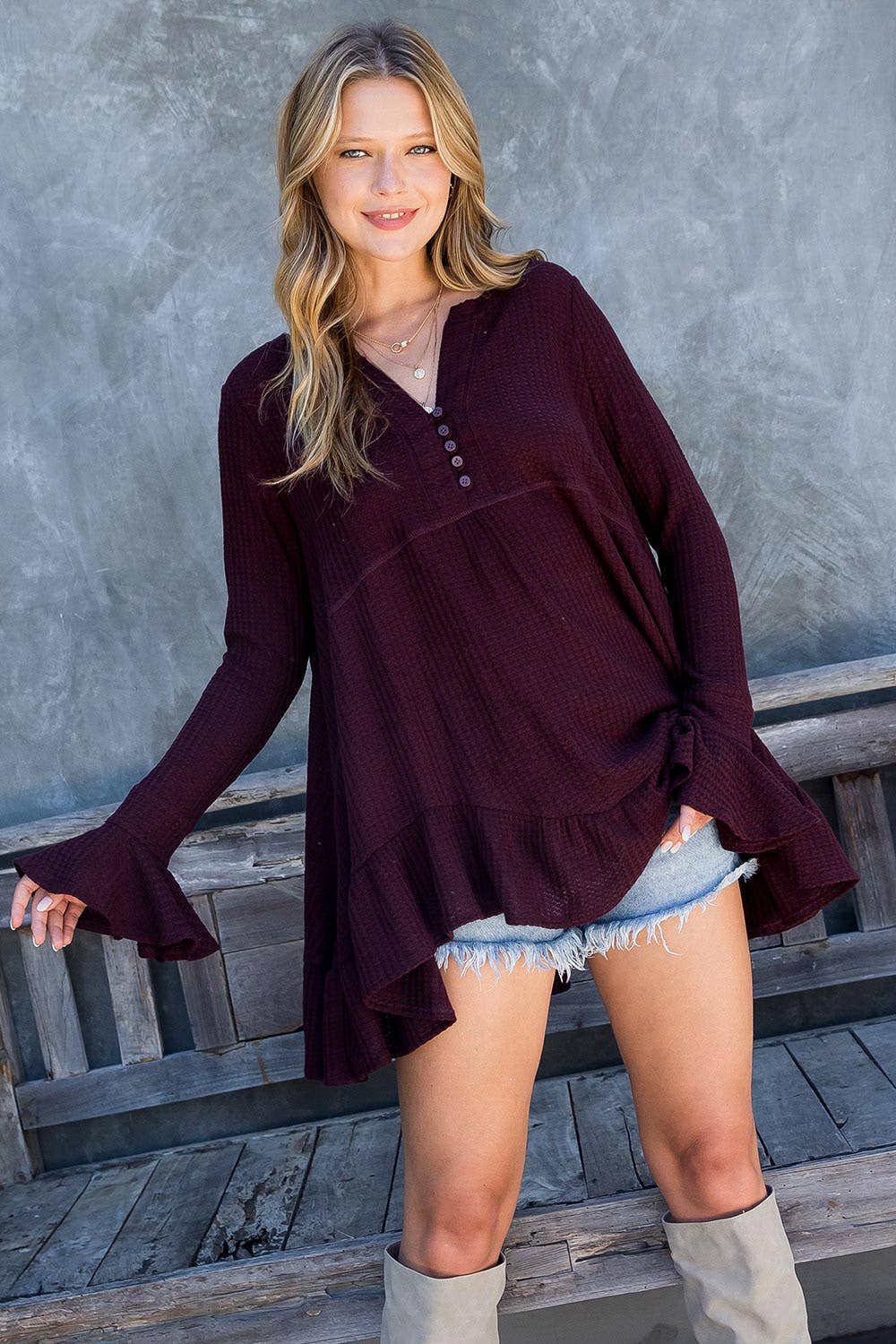 Sweet Lovely by Jen - Wholesale Tunic - Women's - SW275 - Waffle Knit Flare Top51