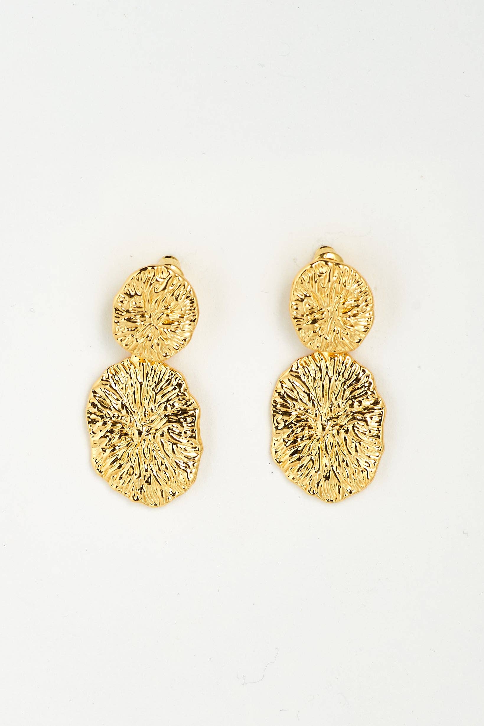 Dove Grey Accessories – wholesale Dangle earrings – Millie Textured Gold Drop Earrings0