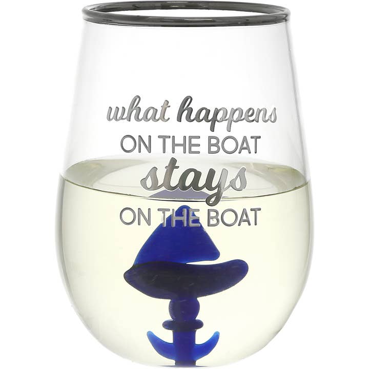 Pavilion - Wholesale Wine Glass - On The Boat - Sailboat - 19 oz. Stemless Wine Glass