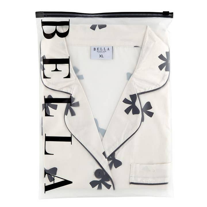 Bella Sleep + Spa - Wholesale Sleepwear Set - Women's - Long Sleeve PJ Set - Ivory/Black Bow