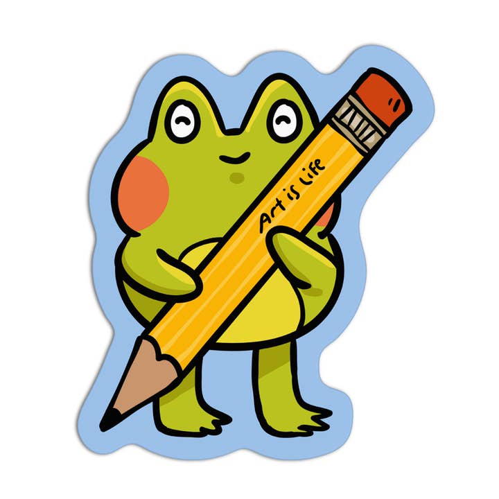 Arts & Crafts Frog Art is Life Vinyl Textured Sticker for wholesale by Girls Printing House