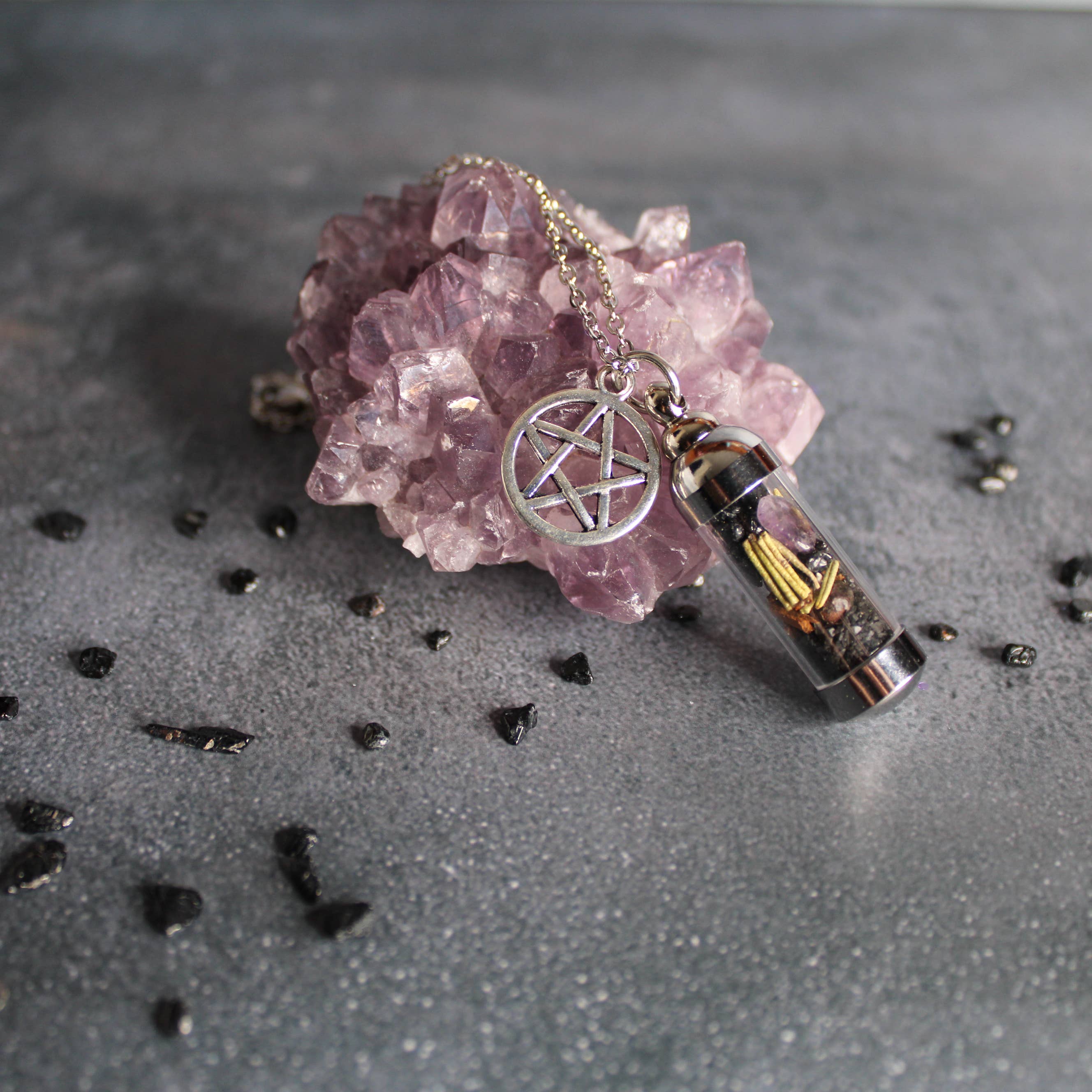 Moondust and Raven - Wholesale Pendant/Charm Necklace - Protection Spell Jar Amulet Necklace,Witchy Crystal Jewelry 1