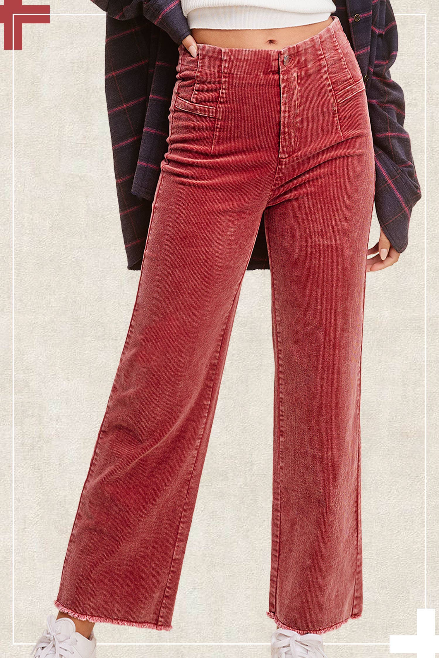 La Miel - Wholesale Pants - Women's - MCP4220-Mineral Washed High Waisted Wide Leg Corduroy Pants8