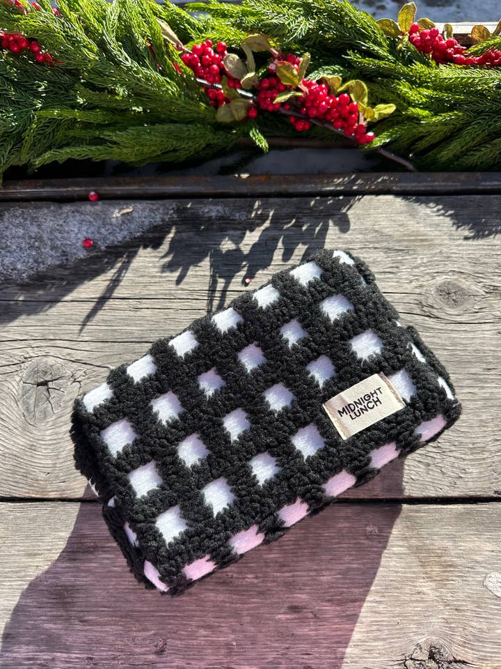 Carrie Sherpa Pouch | Black + White for wholesale by Midnight Lunch