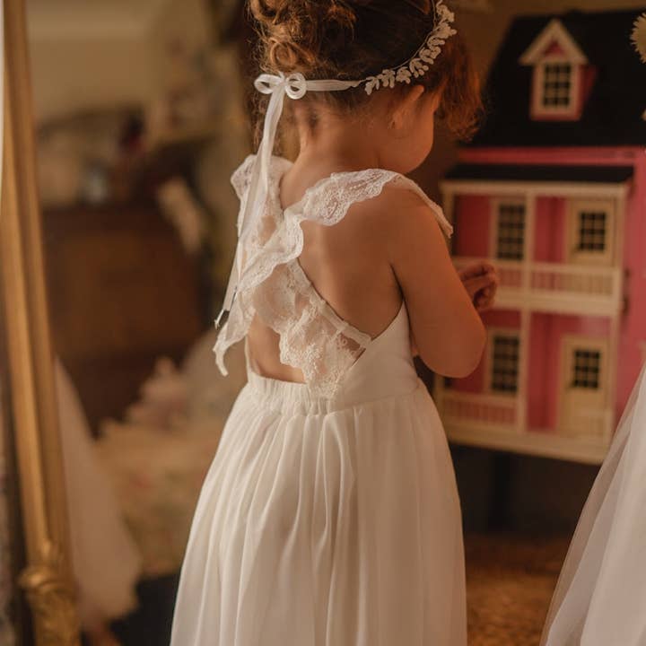 A Little Lacey - Wholesale Fashion Headband - Kids - Libby Girls White Flower Headpiece2