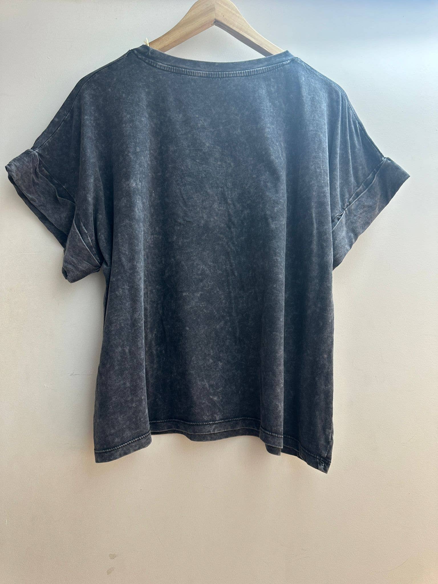 Black 15201 Printed Faded T-shirt for wholesale on Faire1