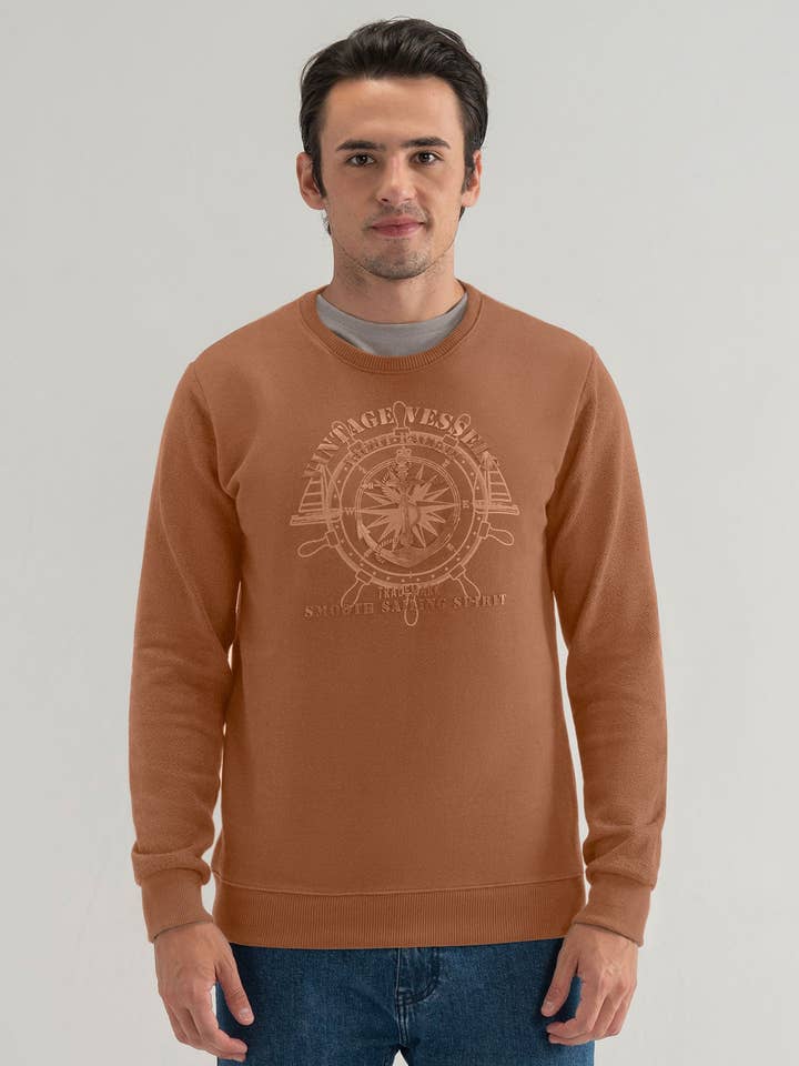 Nautical Graphic Sweatshirt - Rust for wholesale by Brian Oak Limited