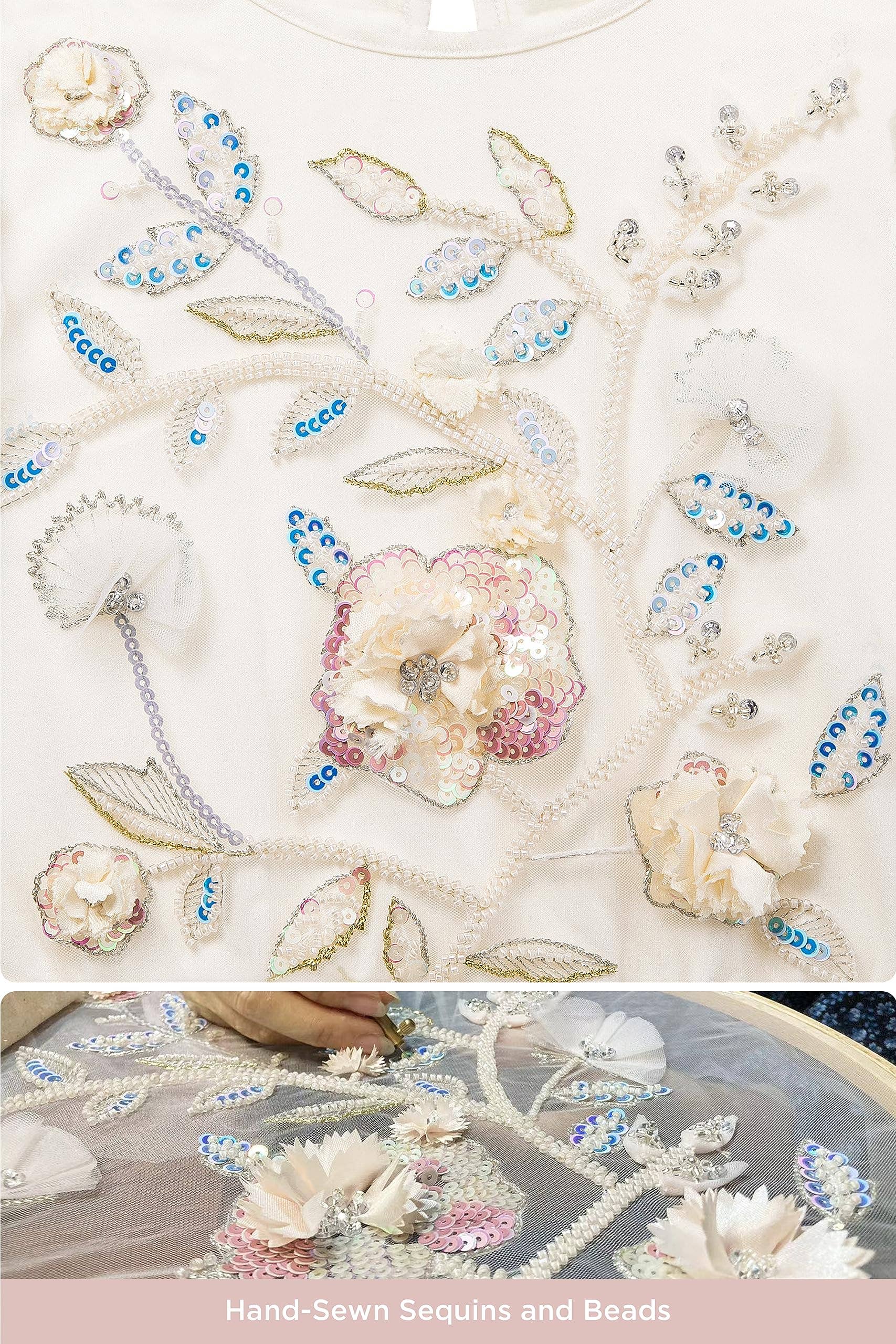 Tutuland – Engroshandel Kjole - Børn – Broderet blondeblomstfe bryllupsblomst pigekjole11