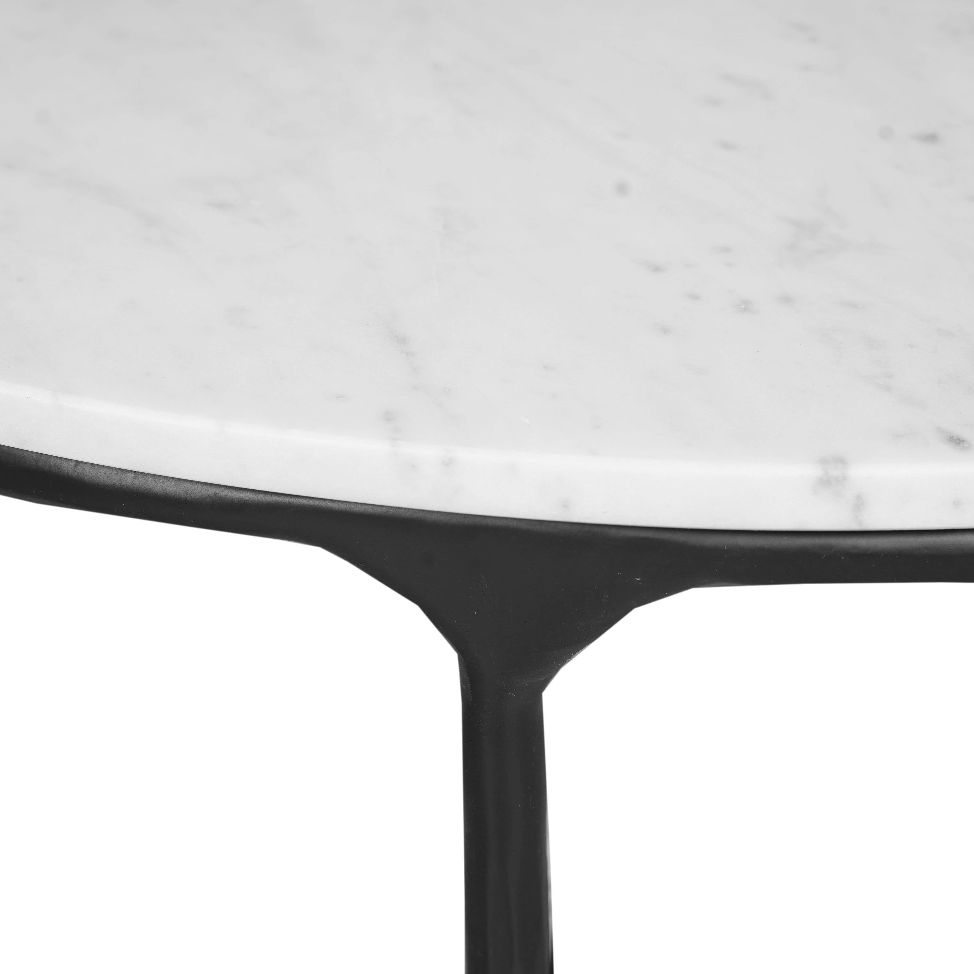 HomeRoots - Wholesale Coffee Table - 55" White and Black Genuine Marble and Iron Round Cross Legs Coffee Table5
