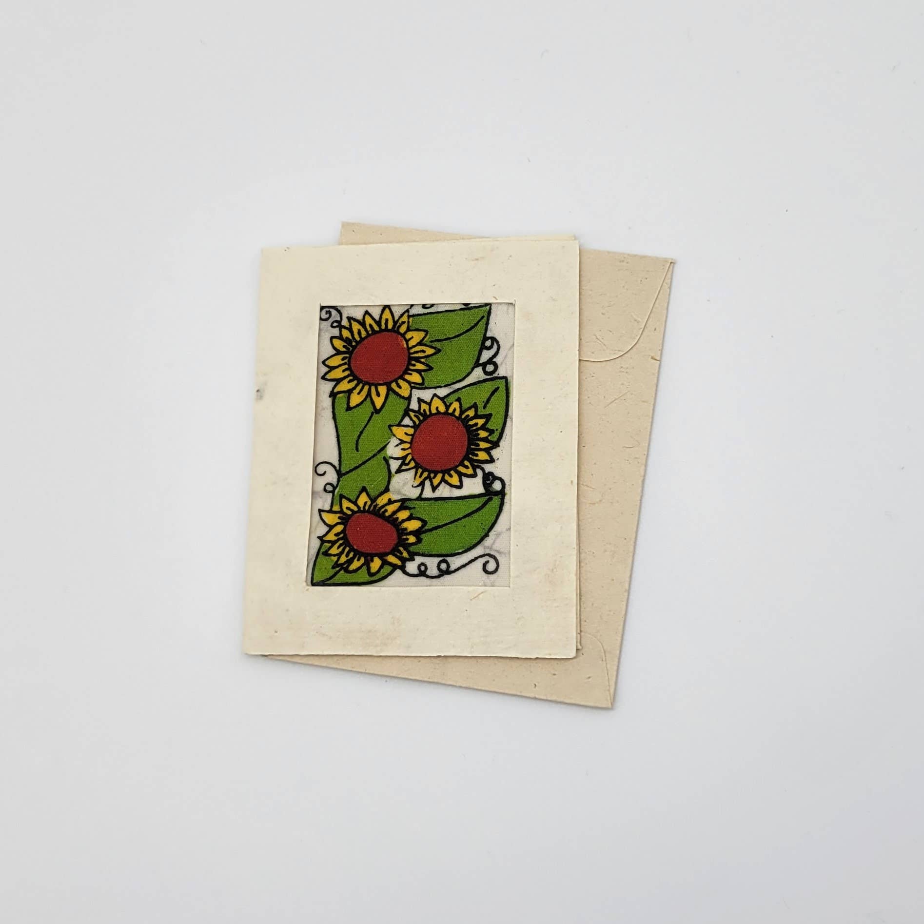 Eclectic Woodchuck - Wholesale Everyday Greeting Card - Batik Sunflower Mini Card5