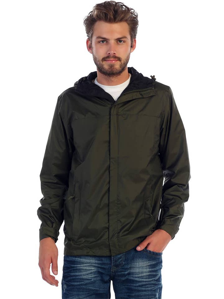 b-one inc - Wholesale Jacket - Men's - Men's Waterproof Full Zipp Up Rain Jacket w/ Hood GBJA94510