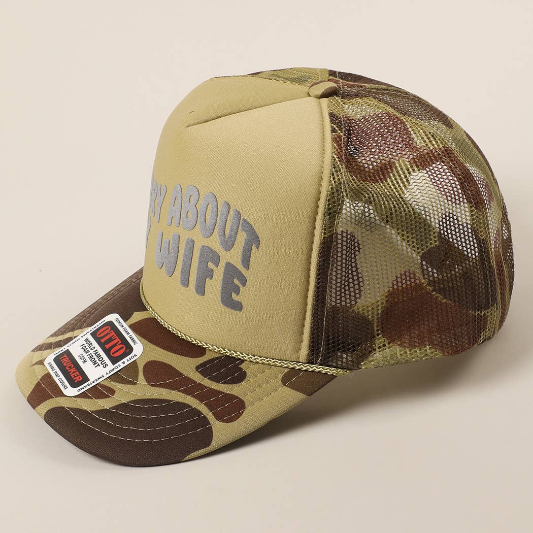 Fashion City - Wholesale Trucker Hat - Unisex - Sorry About My Wife / Husband Text Mesh Back Trucker Hat35