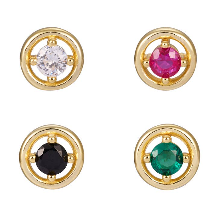 Brincos Círculo-6mm-Zircón- Banhado a Ouro e Prata Rodiada por atacado de Plata y Minerales