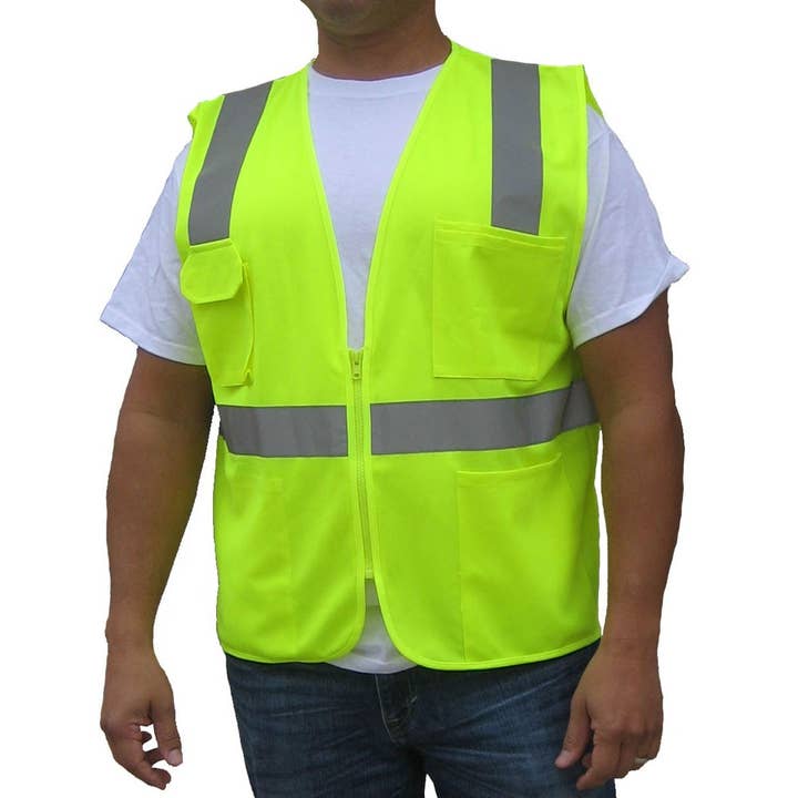 3C Products - Vente Gilet de sécurité – unisexe - SV2100 ANSI Gilet de sécurité Surveyor Classe 2 Vert néon Jaune1