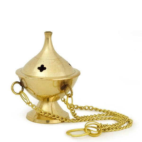 Prabhuji's Gifts - Wholesale Incense Holder - Burner - Hanging Brass Burner, Jali 2.5"Hx2"D1
