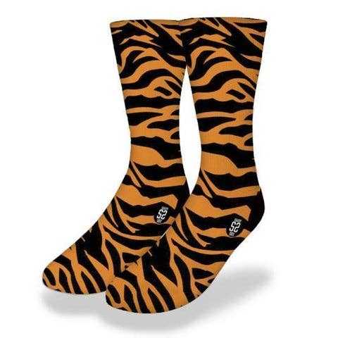 CLASSIC TIGER STRIPES Fun Animal Print Socks for wholesale by Savvy Sox