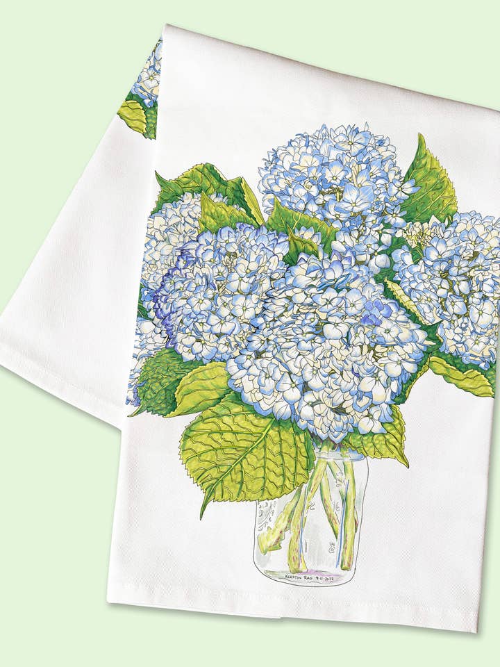 Tea Towel - Blue Hydrangea for wholesale by Vivid Cottage